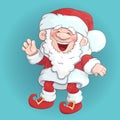 Santa Claus stand and smile. Cartoon Christmas holiday character.