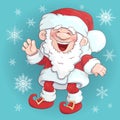 Santa Claus stand and smile. Cartoon Christmas holiday character.