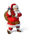 Santa Claus standing with a bag having toys inisde Royalty Free Stock Photo