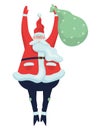 Santa Claus standing with a big backbag full of presents. Cute Royalty Free Stock Photo