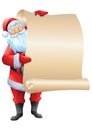 Santa claus standing and holding wishlist isolated