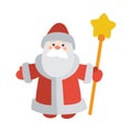 Santa Claus with Stick Isolated. Father Frost