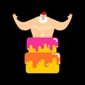 Santa Claus stripper from cake. Christmas congratulations. New Y