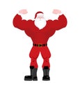 Santa Claus strong. Powerful old man with big muscles. Fitness C