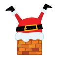 Santa Claus stuck in the Chimney.