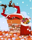 Santa Claus stuck in chimney