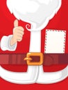 Santa Claus suit with wishing letter attached behind leather belt - Christmas poster template - cartoon style