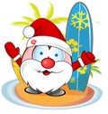 Santa claus with surfboard