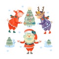 Santa Claus. The symbol of the year is piglet. Christmas deer. New Year. Vector Royalty Free Stock Photo