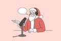 Santa Claus talk on radio on microphone