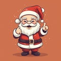 Santa Claus with thumbs up on the orange background. Christmas vector illustration. Generative AI