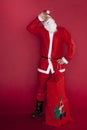 Santa Claus tired of delivering gifts Royalty Free Stock Photo
