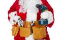Santa Claus with a tool belt. Royalty Free Stock Photo