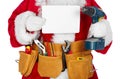 Santa Claus with a tool belt. Royalty Free Stock Photo