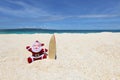 Santa Claus at tropical beach Royalty Free Stock Photo