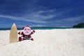 Santa Claus at tropical beach Royalty Free Stock Photo