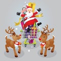 Santa claus and two reindeer on christmas day. Royalty Free Stock Photo
