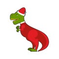 Santa Claus Tyrannosaurus. Christmas good dinosaur