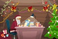 Santa Claus Using Laptop Sitting Desk Indoor Home