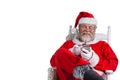 Santa claus using mobile phone Royalty Free Stock Photo