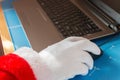 Santa claus using mouse Royalty Free Stock Photo