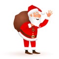 Santa Claus vector cartoon illustration. Flat funny old man character carrying sack with gifts Royalty Free Stock Photo