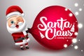 Santa claus vector character design. Christmas santa character pulling sack bag element with santa claus is coming to town text. Royalty Free Stock Photo