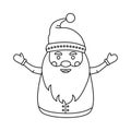 Santa Claus vector linear icon. Christmas outline design, black xmas silhouette with hat. Coloring page. Editable stroke. Winter