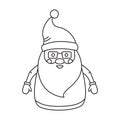 Santa Claus vector linear icon. Christmas outline design, black xmas silhouette with hat. Coloring page. Editable stroke. Winter