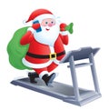 Santa Claus Walking On A Treadmill