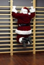 Santa claus on wall bars Royalty Free Stock Photo