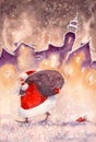 Santa Claus watercolors painted