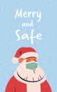 Santa claus wearing mask to prevent coronavirus pandemic new year christmas holidays coronavirus quarantine Royalty Free Stock Photo