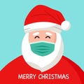 Santa Claus wearing medical face mask in flat design. Merry Christmas 2020 festival celebration in Covid-19 Coronavirus outbreak c Royalty Free Stock Photo