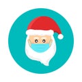 Santa Claus wearing medical face mask. Safe holidays during pandemic outbreak health crisis. Christmas vector Royalty Free Stock Photo