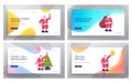 Santa Claus Website Landing Page Set. Christmas Character Ringing Bell, Decorating Xmas Tree, Holding Bag with Gifts Royalty Free Stock Photo