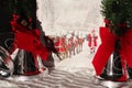 Santa Claus welcoming to Christmas wonderland Royalty Free Stock Photo
