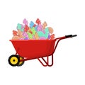 Santa Claus Wheelbarrow and Cockerel candy. Xmas Lollipops