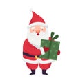 Santa Claus with White Beard as Christmas Character Holding Wrapped Gift Box Vector Illustration Royalty Free Stock Photo