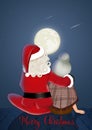 Santa Claus and wife sitting on the roof Royalty Free Stock Photo