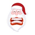 Santa Claus wild grin. Aggressive old man. Open your mouth and t Royalty Free Stock Photo