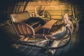 Santa Claus Winter Snow Sleigh. Old wooden sled Royalty Free Stock Photo