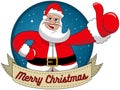 Santa Claus wishing merry christmas round frame