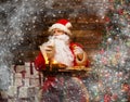 Santa Claus in wooden home interior Royalty Free Stock Photo