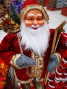 Santa Claus with wooden skis Royalty Free Stock Photo