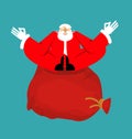 Santa Claus yogi and Red bag with gifts. Christmas yoga. New Yea
