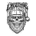 Santa Claus Zombie Skull Monochrome