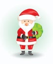 Funny Santa Claus with a green bag illustration