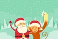 Santa Clause Christmas Monkey Cartoon Character Royalty Free Stock Photo