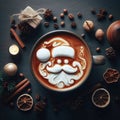 santa clause on cup ofr coffee xmas frst year day - ai generated